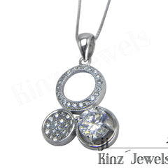 Sterling Silver Three Circles Cubic Zircon Necklace
