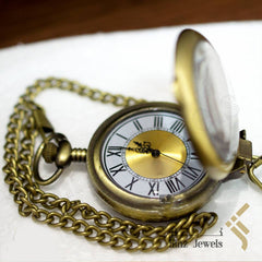 kinzjewels - Personalized Golden Brass Magnifier Pocket Watch