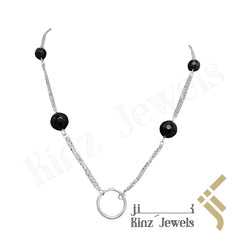 Sterling Silver Dark Blue Goldenstone Stones Connected Necklace
