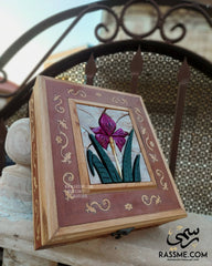 Handcrafted Wooden 3D Black Iris Mosaic Stones Box