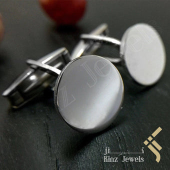 Personalized Sterling Silver Italian Cufflinks Round - Arabic or English