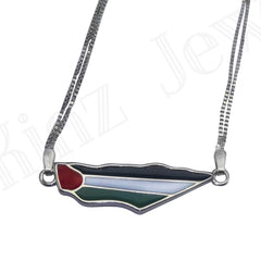 Personalized Sterling Silver Palestine Map & Flag Bracelet Genuine Enamel