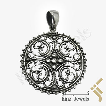 Sterling Silver Antique Spiritual Pattern Pendant