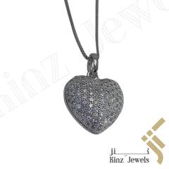 Sterling Silver Heart Full Cubic Zirconia Necklace