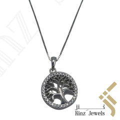 Sterling Silver Tree of Life Cubic Zirconia Necklace
