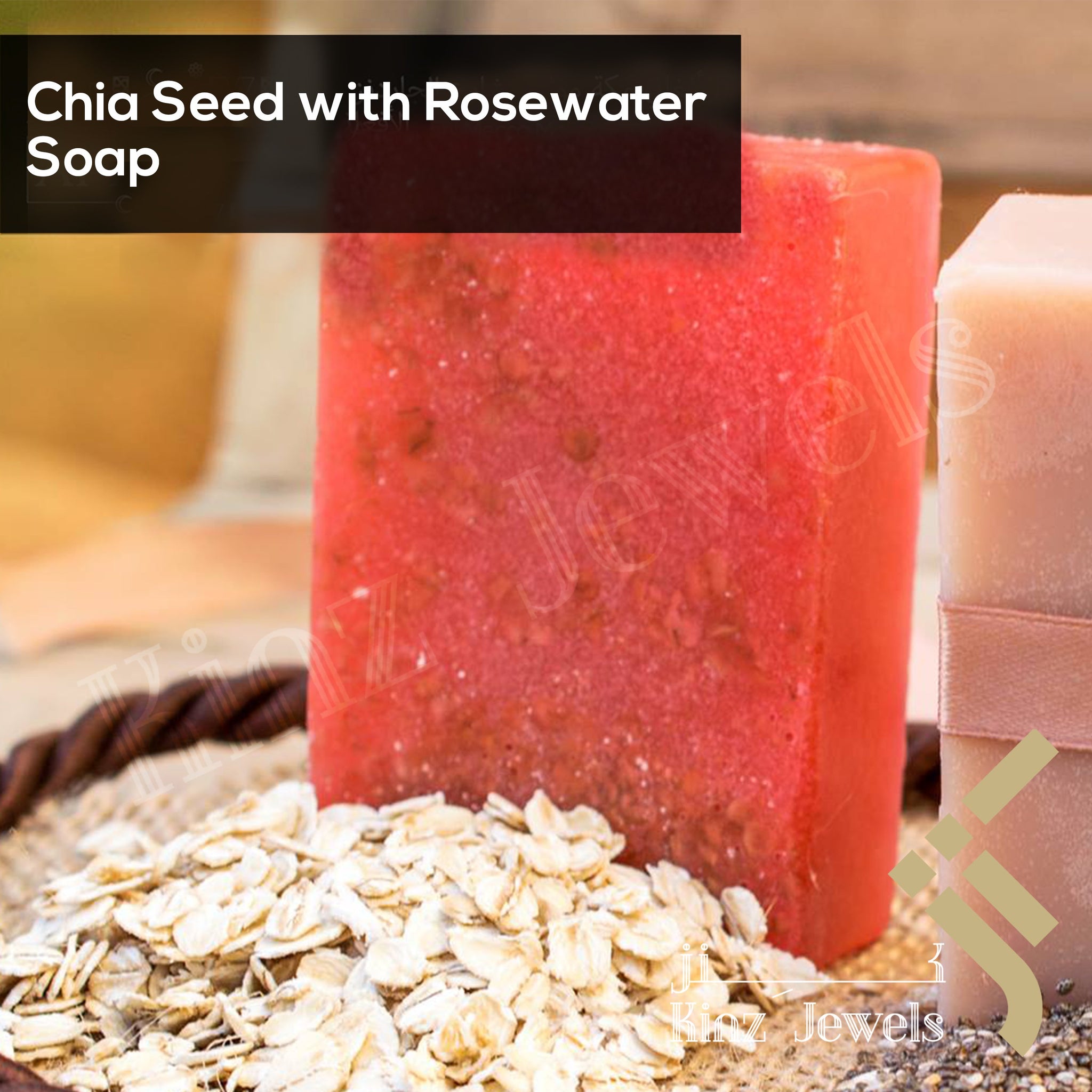 kinzjewels - Chia Seed With Rosewater Soap Bar With Dead Sea Minerals