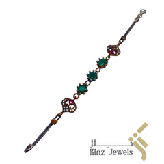 Sterling Silver Hurrem Sultan Semi Precious Emerald Bracelet