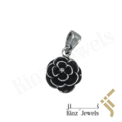 Sterling Silver Handcrafted Black Rose Pendant