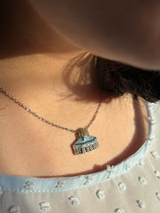 Silver Palestine necklace dom of the rock with Zircon سنسال قبة الصخرة فلسطين مع زركون
