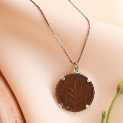 Palestinian coin 1 mil simple SILVER frame necklace