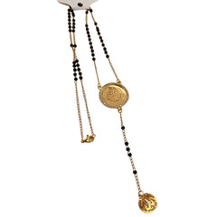 Al-Mu’awwizatain Black Necklace Rosary & Circle Gold Plated