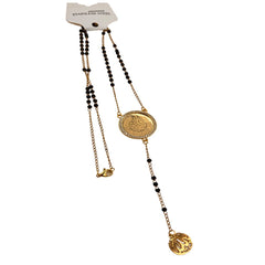 Al-Mu’awwizatain Black Necklace Rosary & Circle Gold Plated