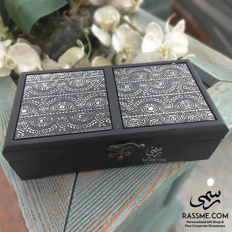 Handcrafted Wooden Box with Antique White Metal