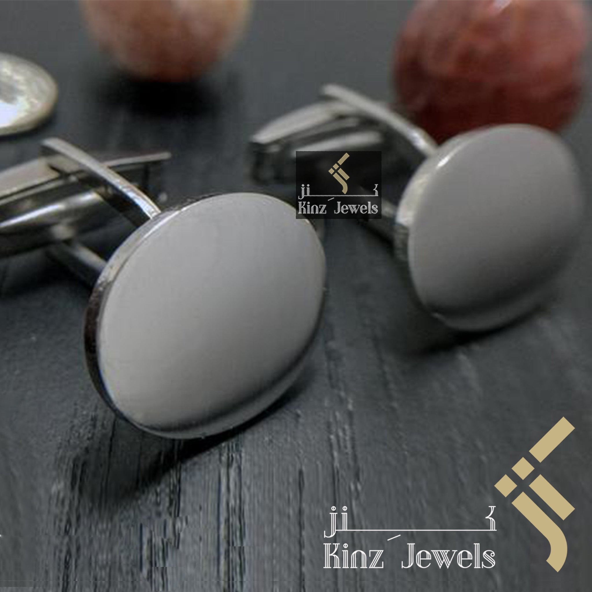 Personalized Sterling Silver Italian Cufflinks Oval - Arabic or English