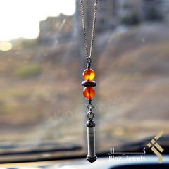 Kinz Car Mirror Hanging Agate Silver Glass Protective Capsule - The Throne Verse