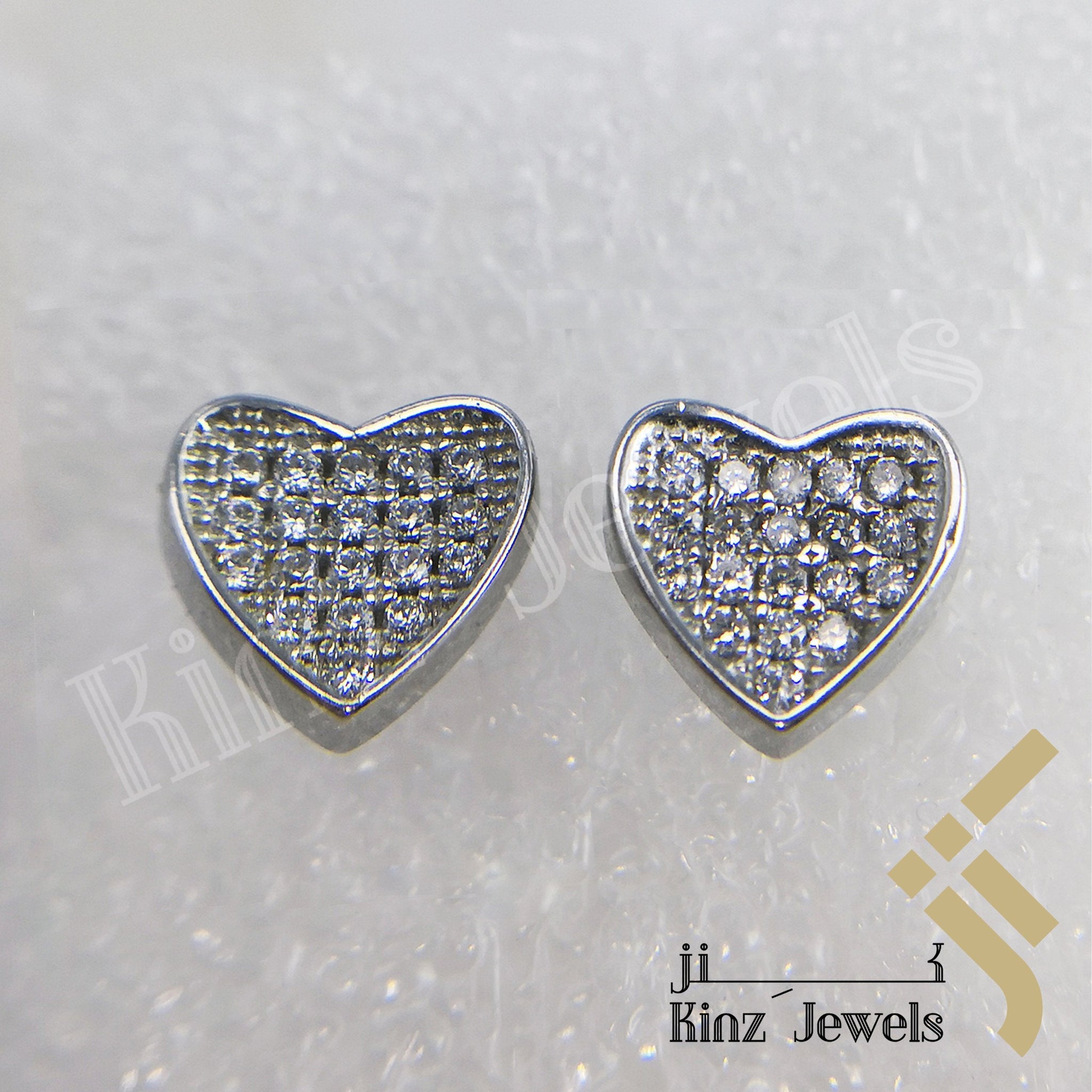 Sterling Silver Rhodium Vermeil Heart Full Zircon Frame Earring