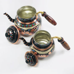 Copper Turkish TeaPot Tea Kettle Pots Set for Stove Top Decorative Vintage Antique Floral Teapot Kettle