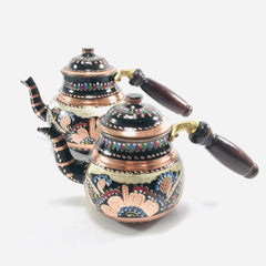 Copper Turkish TeaPot Tea Kettle Pots Set for Stove Top Decorative Vintage Antique Floral Teapot Kettle