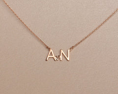 Personalized Initial Necklace with a Heart, Dainty silver necklace, Letter necklace, Monogram Necklace