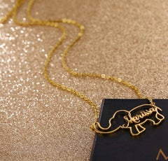 Genuine Silver Elephant Necklace Custom Name Necklace Name inside Elephant