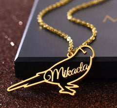 Genuine Silver Parakeet Bird Personalized Name Necklace Custom Name Necklace