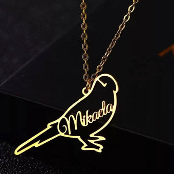 Genuine Silver Parakeet Bird Personalized Name Necklace Custom Name Necklace