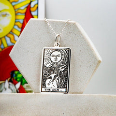 The Sun Tarot Card Necklace Gold or Silver Tarot Pendant Tarot Gifts Tarot Jewelry Celestial Necklace