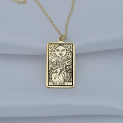 The Sun Tarot Card Necklace Gold or Silver Tarot Pendant Tarot Gifts Tarot Jewelry Celestial Necklace