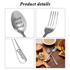Personalized Silver Spoon Custom Silver Fork Teaspoon Engraving