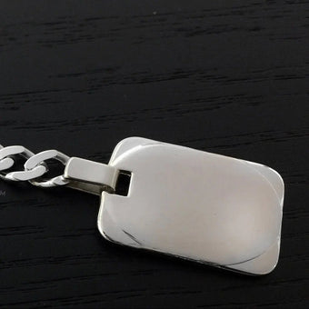 Italian Silver Keychain Rounded Edges - Free Engraving