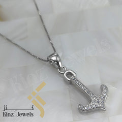 Sterling Silver Anchor Zircon Necklace