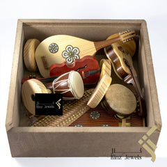 kinzjewels - Personalized SIX Wooden Musical Instruments Set With Wooden Box