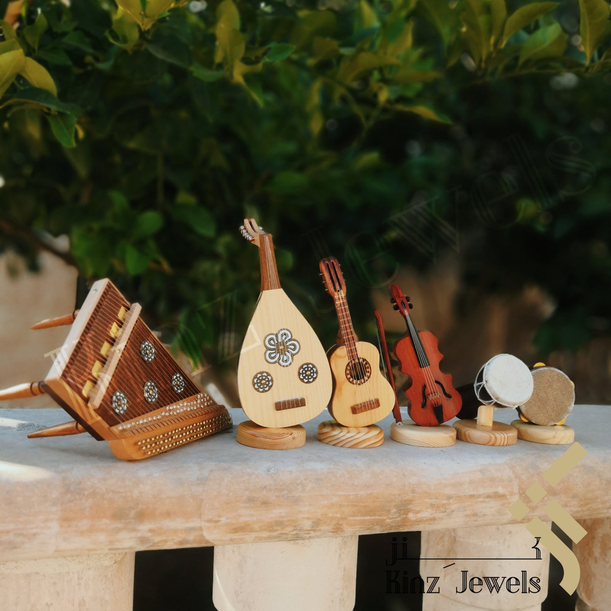 kinzjewels - Personalized SIX Wooden Musical Instruments Set With Wooden Box