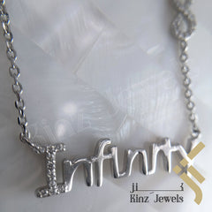 Sterling Silver Written Infinity with Zircon Necklace