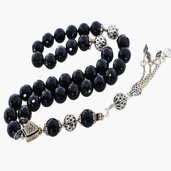 Prayer Beads Premium Laser Cut Onyx Gemstone With 925 Silver