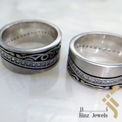 Sterling Silver Rhodium Vermeil Antique Inspired & Zircon Love Ring