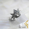 Sterling Silver Rhodium Vermeil Crown & Heart Hole Shaped Ring