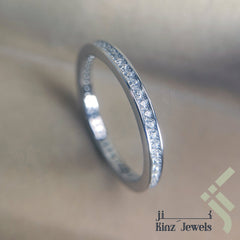 Sterling Silver Rhodium Vermeil Simple One Line Zircon Ring