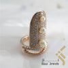 Sterling Silver Rose Gold Vermeil Zircon & Pearls Nail Ring