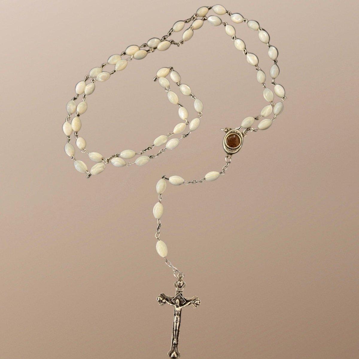 ROSARY Beads Mother Of Pearl Cross