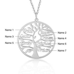 Custom Sterling Silver English / Arabic Family Tree Necklace