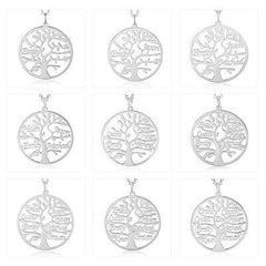 Custom Sterling Silver English / Arabic Family Tree Necklace
