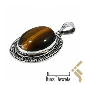 Handcrafted Tiger's Eye Pendant 925 Silver